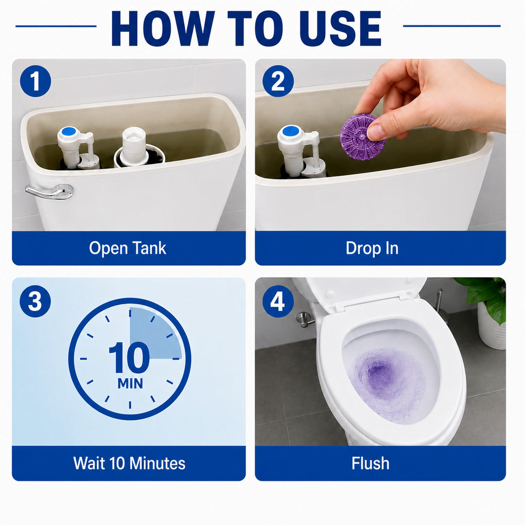 Toilet Bowl Cleaner & Air Freshener Odour Eliminator Lavender 4 Pack