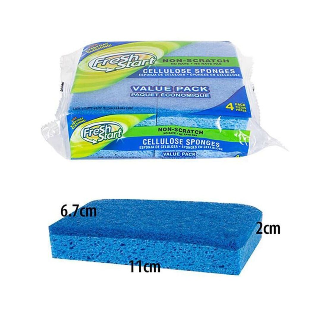 Non Scratch Grime-Removing Cleaning Sponges Dual-Sided 4 Pack