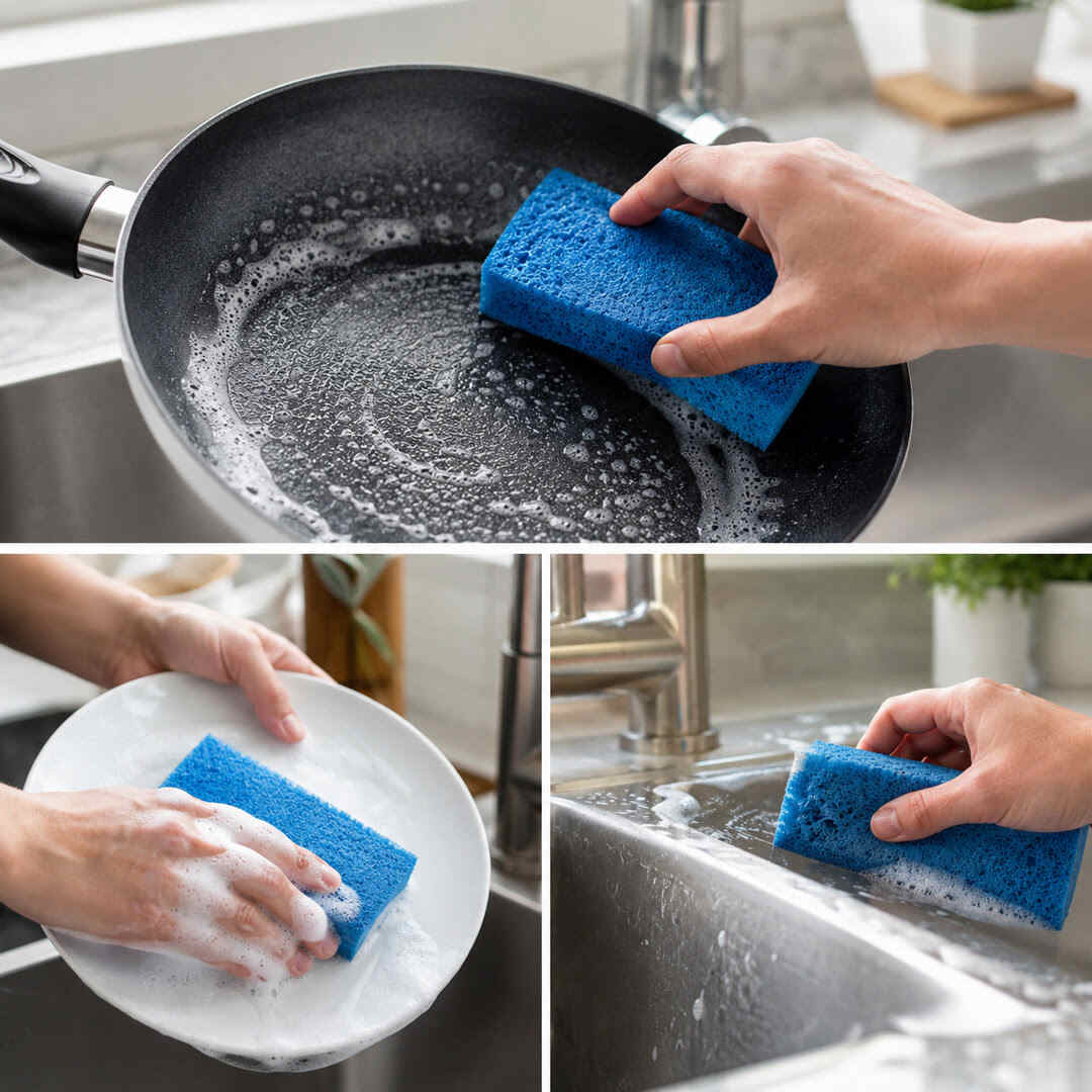 Non Scratch Grime-Removing Cleaning Sponges Dual-Sided 9 Pack